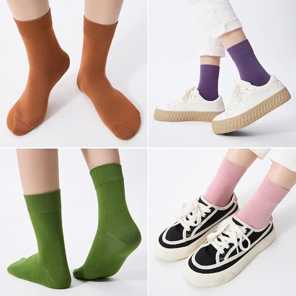 6pc Women's Thin Cotton Crew Socks - Soft Above Ankle Bootie Casual Dress Socks - Picture 1 of 10